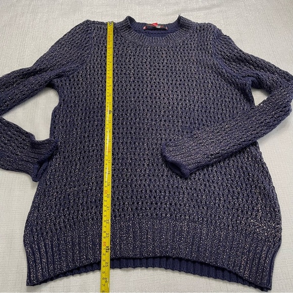 Narciso Rodriguez Navy Shimmery Cable Knit Sweater Size L - Picture 5 of 9